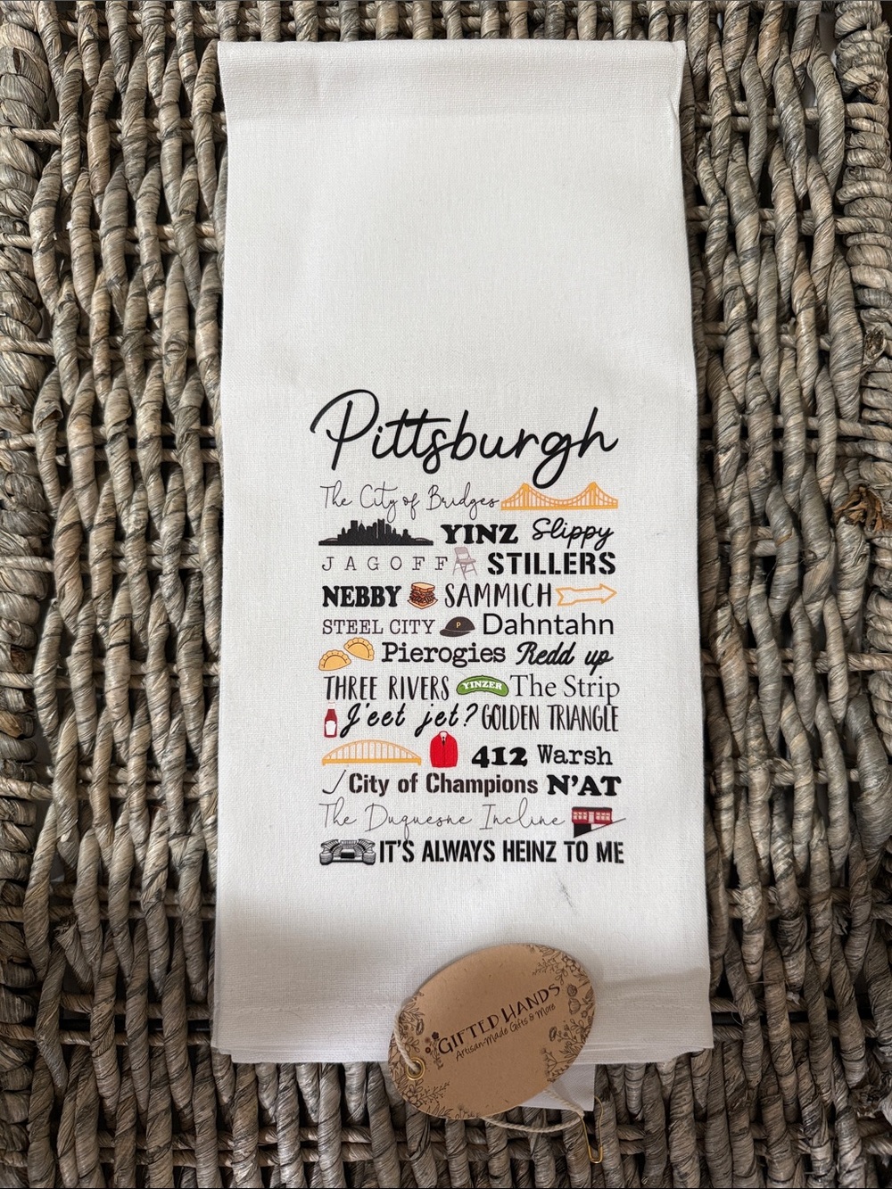 Pittsburgh Graphic Kitchen Towel - White